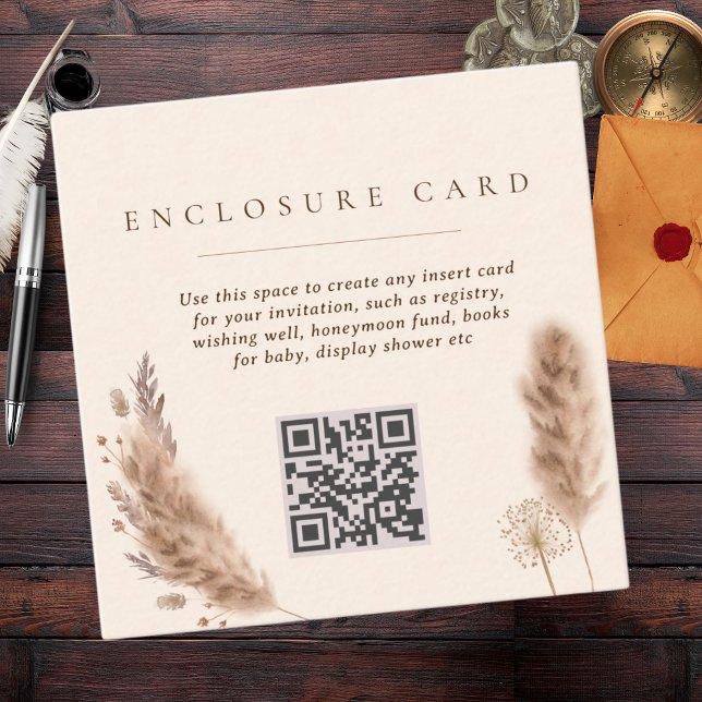 Tarjeta De Recepción Boho elegante de pampas (Subido por el creador)