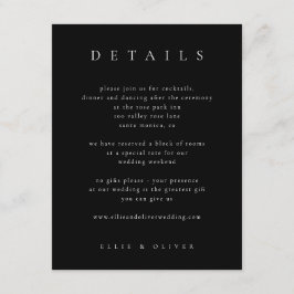 Tarjeta De Recepción Boho elegante en blanco y negro detalles Boda mode