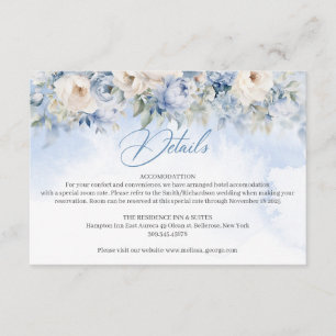 Tarjeta De Recepción Boho Elegante invierno polvoriento flores azules y