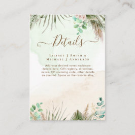 Tarjeta De Recepción BOHO Eucalyptus Pampas Grass Greenery Boda