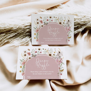 Tarjeta De Recepción Boho Fairy Rubor Wildflower Diaper Raffle