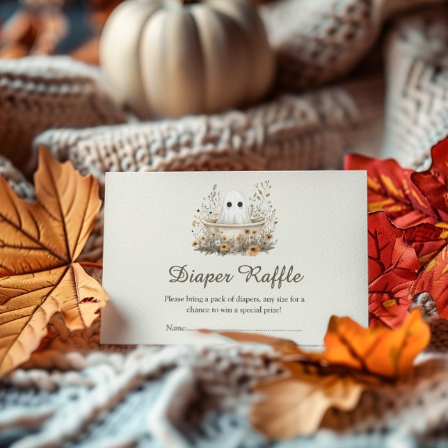 Tarjeta De Recepción Boho Fall Fantasma Baby Shower Diaper Raffle (Subido por el creador)
