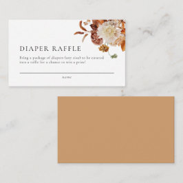 Tarjeta De Recepción Boho Fall Floral Baby Shower Diaper Raffle Card