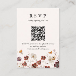 Tarjeta De Recepción Boho Fall Florencia mariposa Boda Código QR RSVP