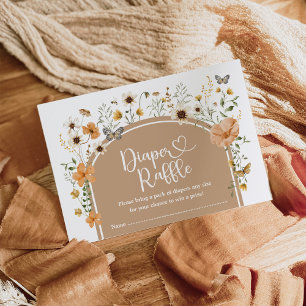 Tarjeta De Recepción Boho Fall Wildflower Diaper Raffle Baby Shower