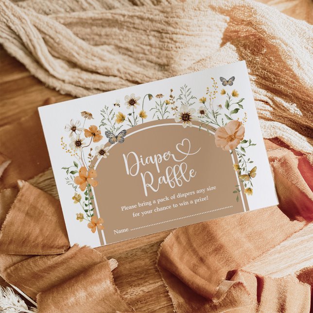 Tarjeta De Recepción Boho Fall Wildflower Diaper Raffle Baby Shower (Subido por el creador)