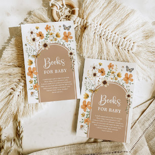 Tarjeta De Recepción Boho Fall Wildflower Meadow Libros para el bebé