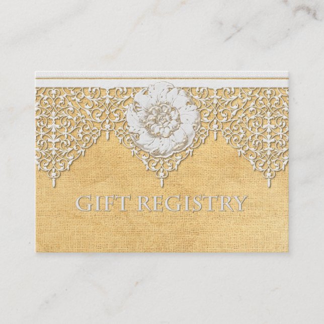 Tarjeta De Recepción BOHO Faux Burlap n Lace gitano estilo moderno Mod (Anverso)