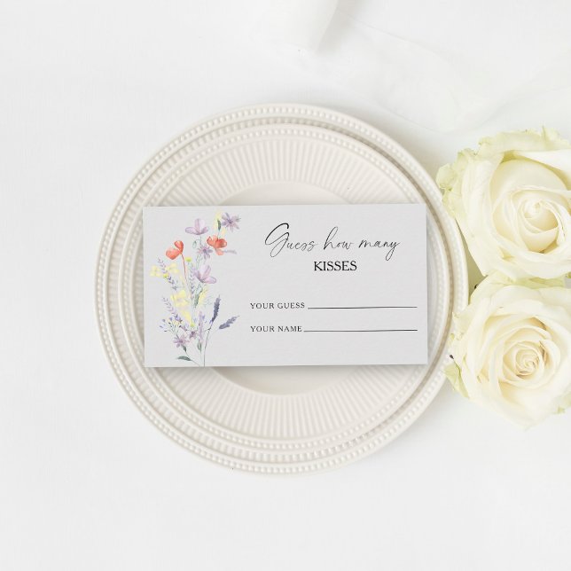 Tarjeta De Recepción Boho Floral adivina cuántos besos juego de novias (Subido por el creador)