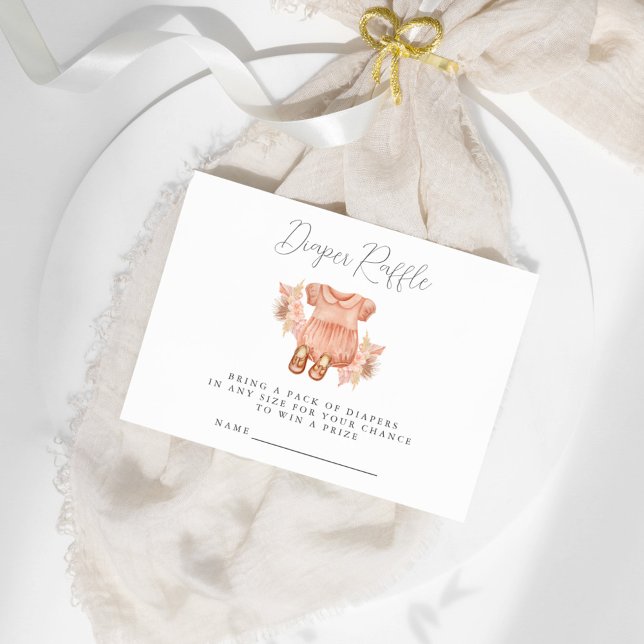 Tarjeta De Recepción Boho Floral Baby Girl Shower Diaper Raffle Enclosu (Subido por el creador)
