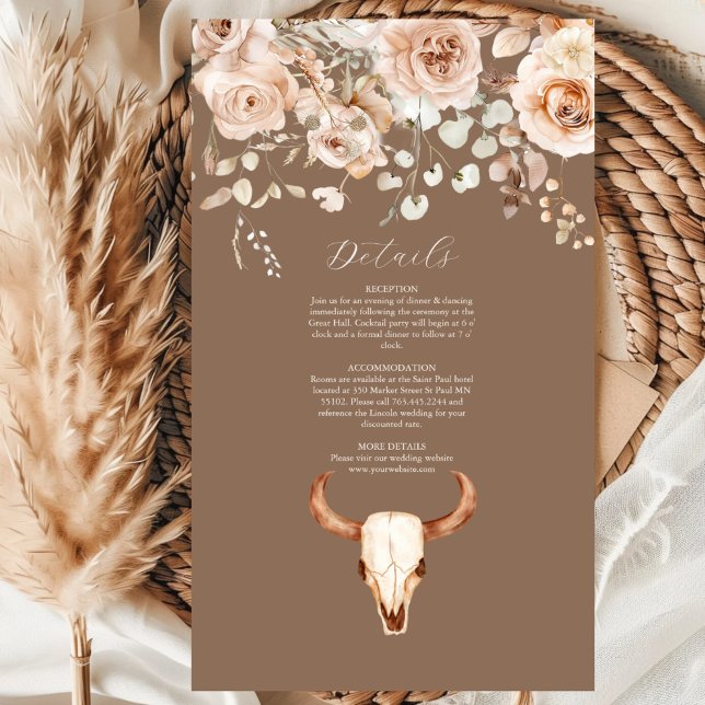 Tarjeta De Recepción Boho Floral Boda Occidental (Subido por el creador)