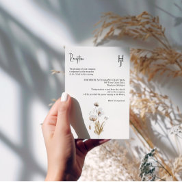 Tarjeta De Recepción Boho Floral caprichosa, elegante