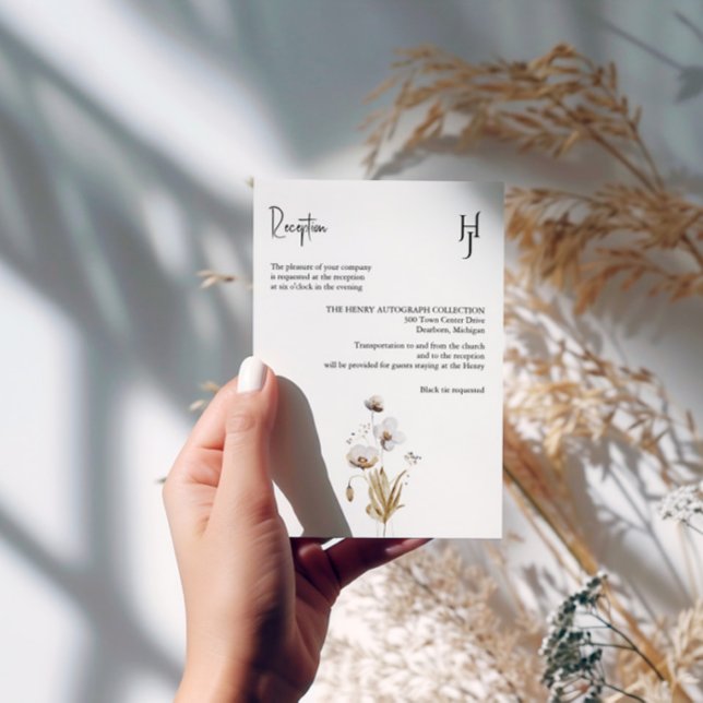 Tarjeta De Recepción Boho Floral caprichosa, elegante (Subido por el creador)