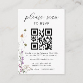 Tarjeta De Recepción Boho floral Código QR Boda floral RSVP