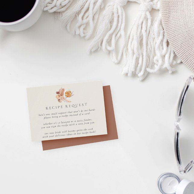 Tarjeta De Recepción Boho Floral Coffee Bridal Shower Receta (Subido por el creador)