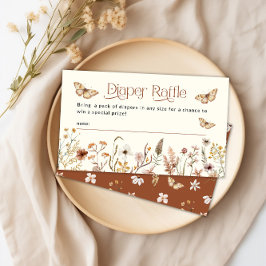 Tarjeta De Recepción Boho Floral Diaper Raffle Baby Shower