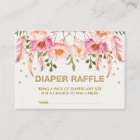 Boho Floral Dreamcatcher Pink Gold Diaper Raffle