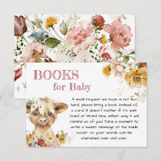 Tarjeta De Recepción Boho Floral Highland Cow Libros Para Bebés