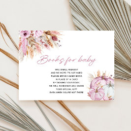 Tarjeta De Recepción Boho Floral Pink Pumpkins Libros para Bebés