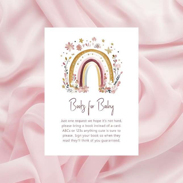 Tarjeta De Recepción Boho Floral Rainbow Baby roce libros para bebé (Subido por el creador)