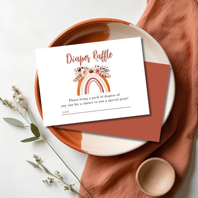 Tarjeta De Recepción Boho Floral Rainbow Diaper Raffle Baby Shower (Subido por el creador)