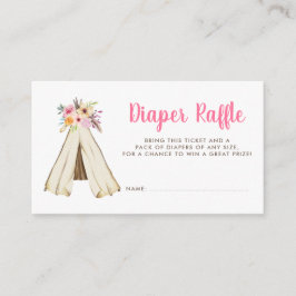 Tarjeta De Recepción Boho Floral Tribal Teepee Diaper Raffle Ticket