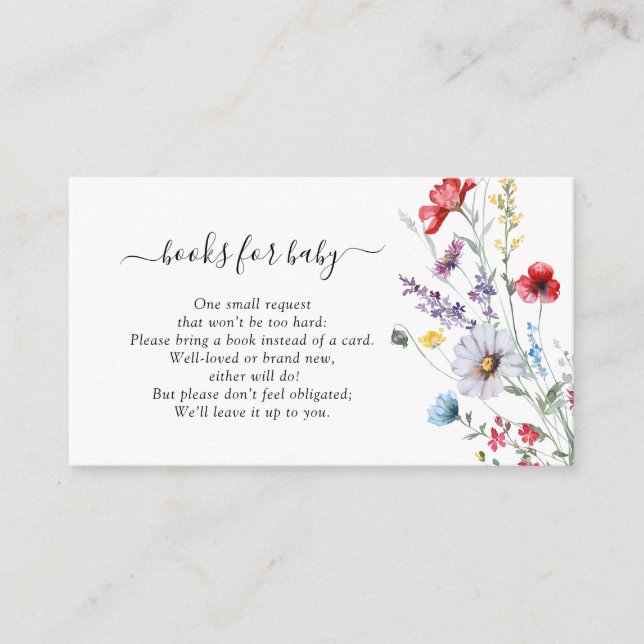 Tarjeta De Recepción Boho Floral Wild Flower Books For Baby (Anverso)