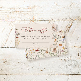 Tarjeta De Recepción Boho Floral Wildflower Baby Shower Diaper Raffle