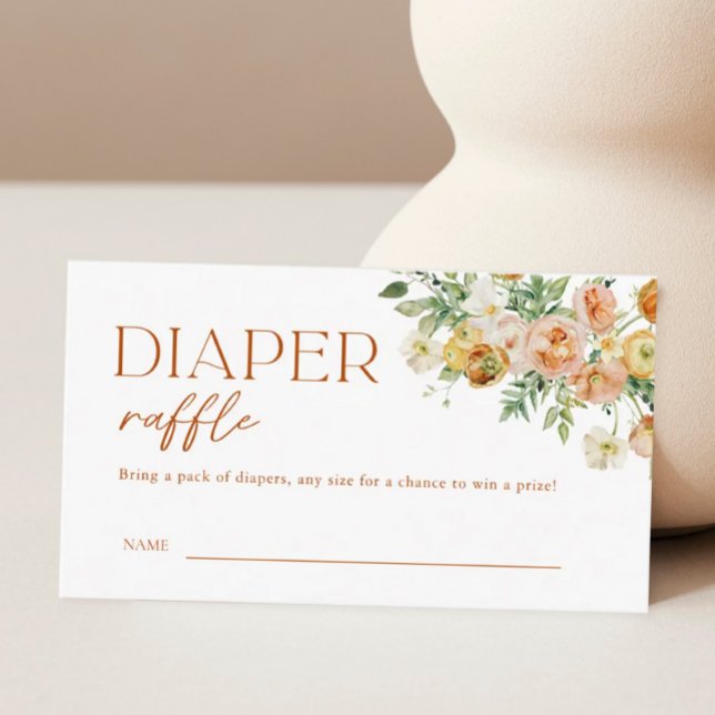 Tarjeta De Recepción Boho Flores Baby Shower Diaper Ticket (Subido por el creador)