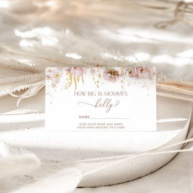 Tarjeta De Recepción Boho garden floral qué grande es la barriga de mam (Subido por el creador)