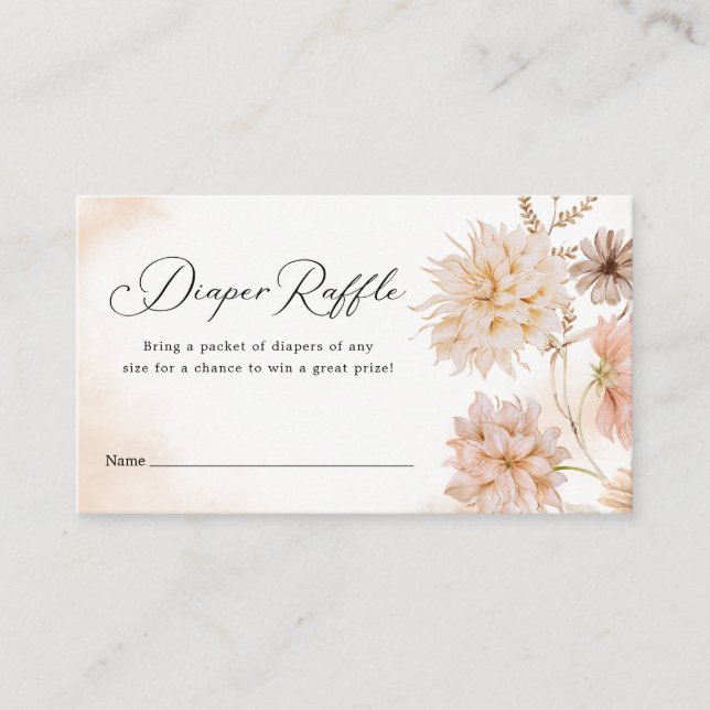 Tarjeta De Recepción Boho Género Botánico Neutral Diaper Raffle Ticket (Anverso)