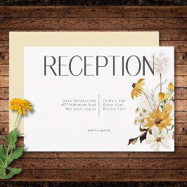 Tarjeta De Recepción Boho Golden Yellow Meadow Flores Amarillo Recepció