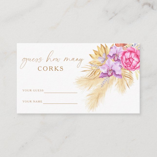 Tarjeta De Recepción Boho grass - Adivinen cuántos corks briks juego (Anverso)