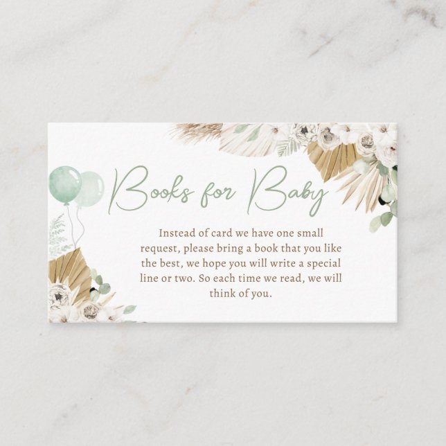 Tarjeta De Recepción Boho Green Bear Baby Shower Boys para bebé (Anverso)