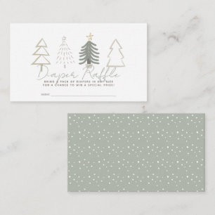 Tarjeta De Recepción Boho Green Christmas Trees Diaper Raffle Ticket
