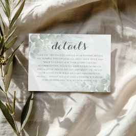 Tarjeta De Recepción Boho Green Eucalyptus Wedding Details