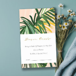 Tarjeta De Recepción Boho Green Tropical Palm Diaper Raffle Baby Shower