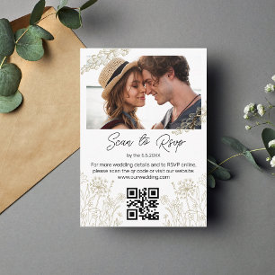 Tarjeta De Recepción boho greenery código qr rsvp foto boda verde