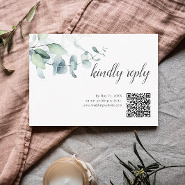 Tarjeta De Recepción Boho Greenery deja a Boda RSVP en línea