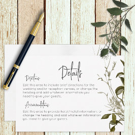 Tarjeta De Recepción Boho Greenery Modern Floral Details Boda