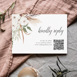 Tarjeta De Recepción Boho Greenery Pampa Boda de Grass en línea RSVP