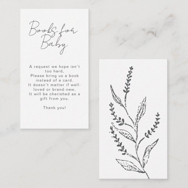 Tarjeta De Recepción Boho Hand-drawn Wildflower Books For Baby Shower (Anverso / Reverso)