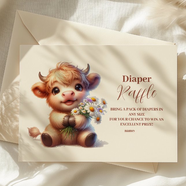 Tarjeta De Recepción Boho Holy Cow Highland Cow Baby Raffle Diapper (Subido por el creador)