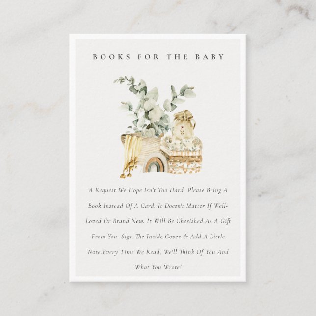 Tarjeta De Recepción Boho Libros De Foliage De Nursera Amarilla Para Ba (Anverso)