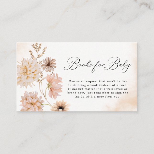 Tarjeta De Recepción Boho Libros neutrales de género botánico para el b (Anverso)