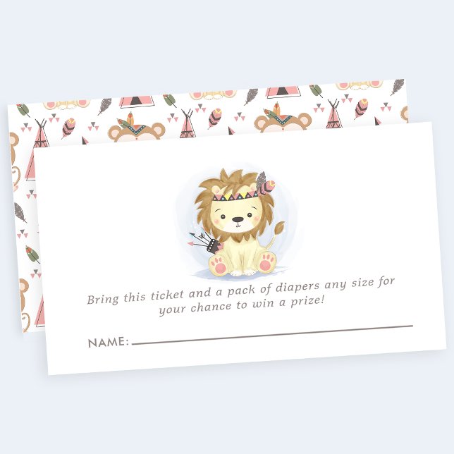 Tarjeta De Recepción Boho Lion Tribal Baby Shower Diaper Raffle (Subido por el creador)