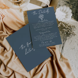 Tarjeta De Recepción Boho Marina Blue Floral Bouquet Wedding Details