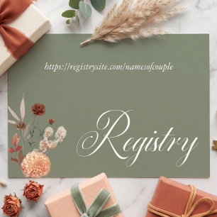 Tarjeta De Recepción Boho Melocotón y óxido floral Verde Salvia Desayun