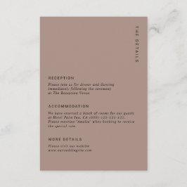 Tarjeta De Recepción Boho Minimalist Brown Modern Wedding Details