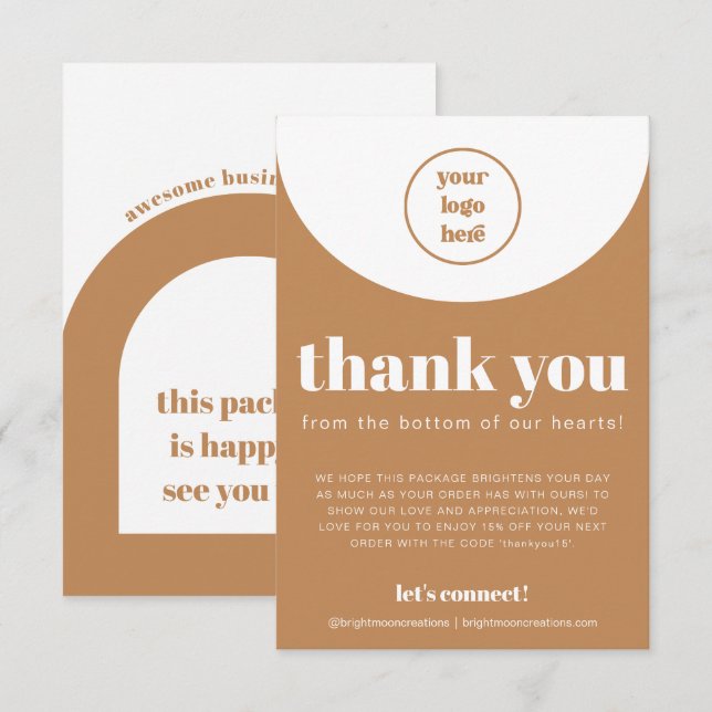 Tarjeta De Recepción Boho Minimalista Gracias Por Pedir Pequeña Empresa (Anverso / Reverso)